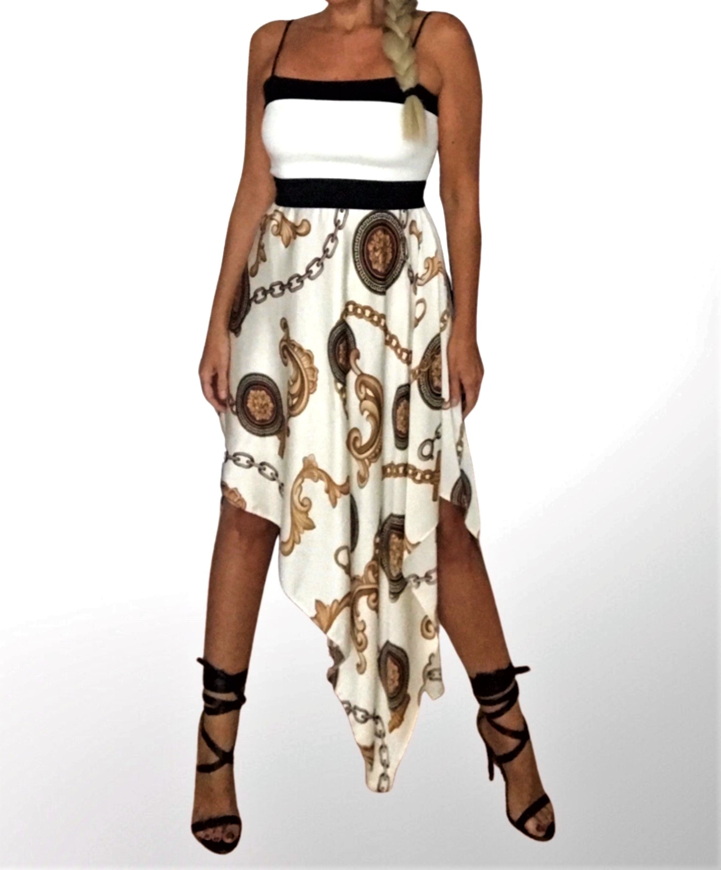 Šaty asymetrické umělé hedvábí BOROS DR-S-HE01